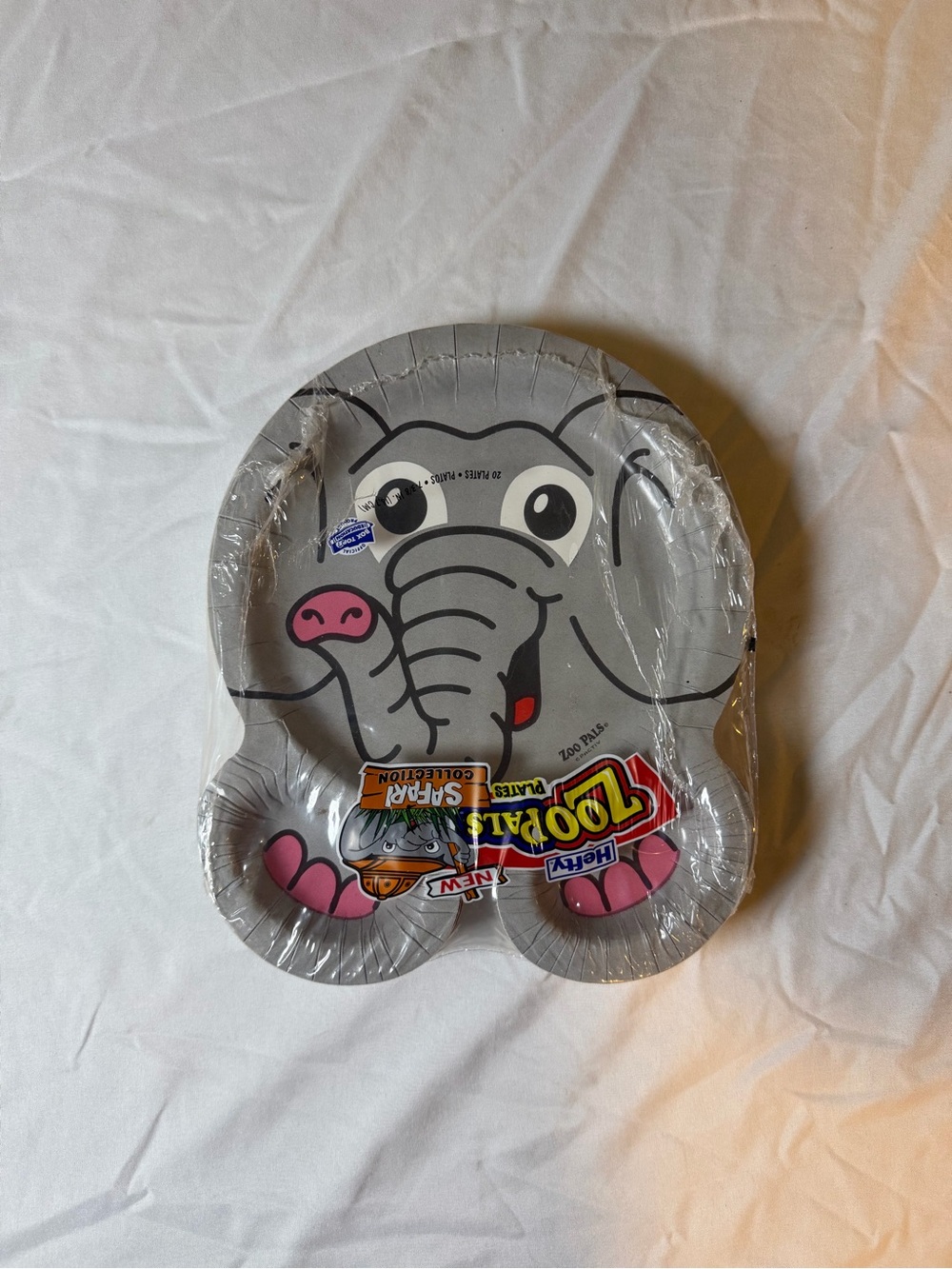 Zoo Pals Kids Gray Elephant Disposable Party Plates with Pink Accents